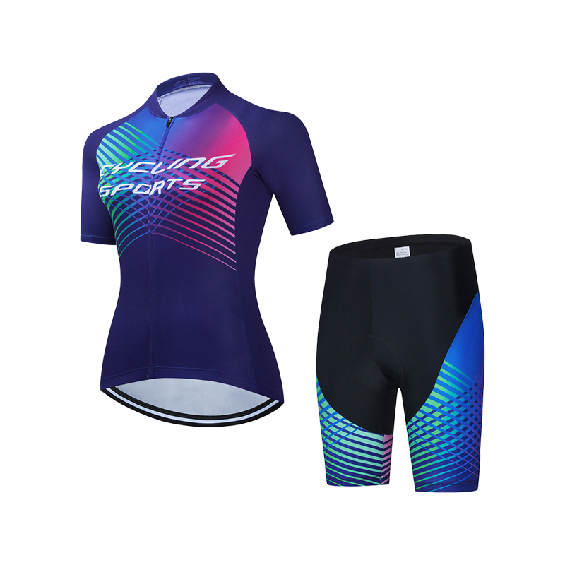 Wholesale Custom Sublimation Women Short Sleeve Cycling Jersey Set
